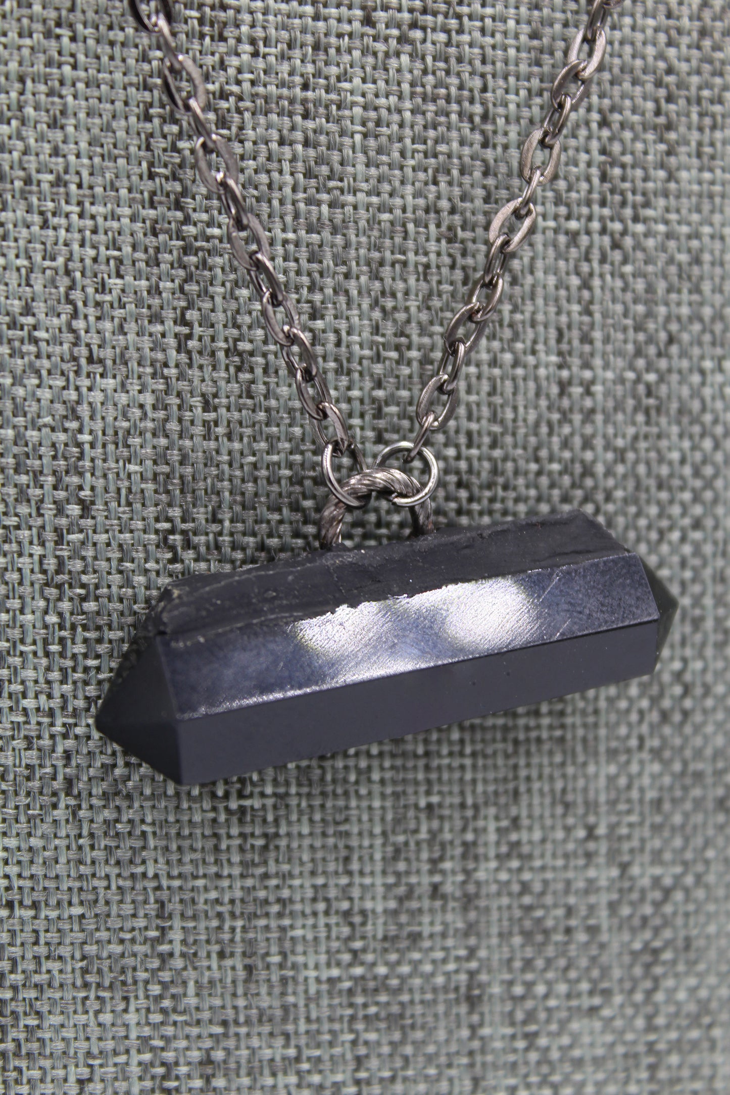 Hekas Creative: Obsidian Pendant, obsidian 6mm beads, stained black python vertebrae