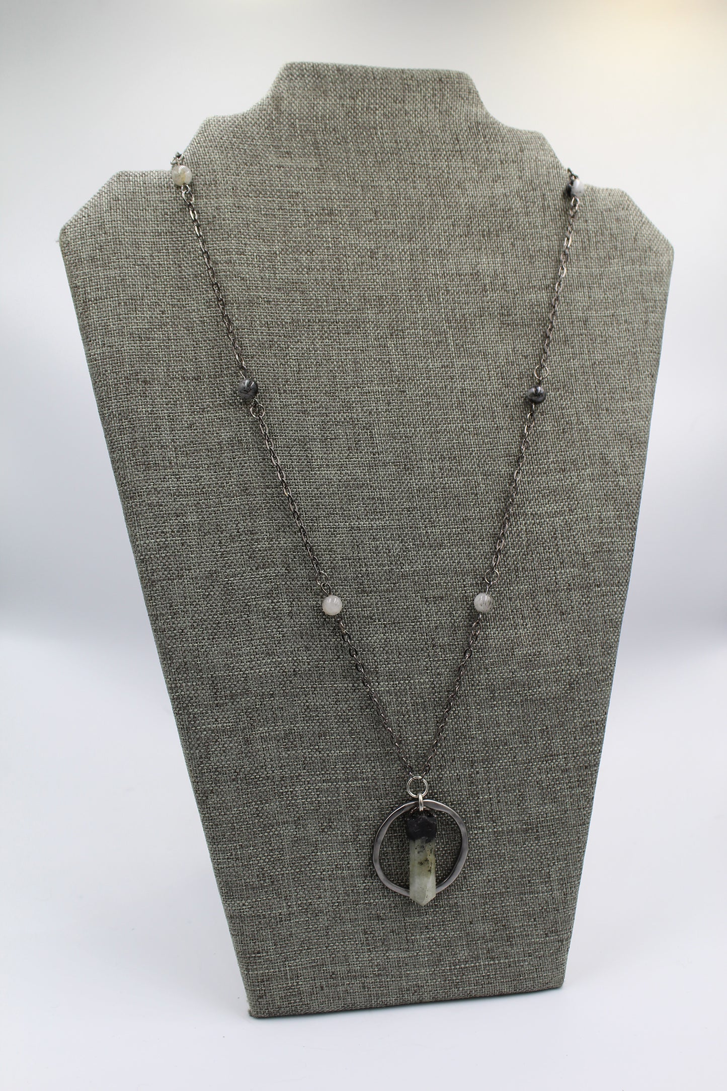 Hekas Creative: Labradorite pendant with 6mm tumbled tourmaline and quartz beads