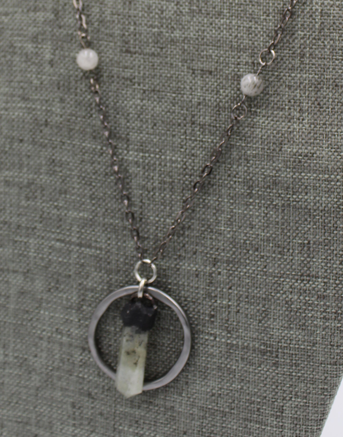 Hekas Creative: Labradorite pendant with 6mm tumbled tourmaline and quartz beads