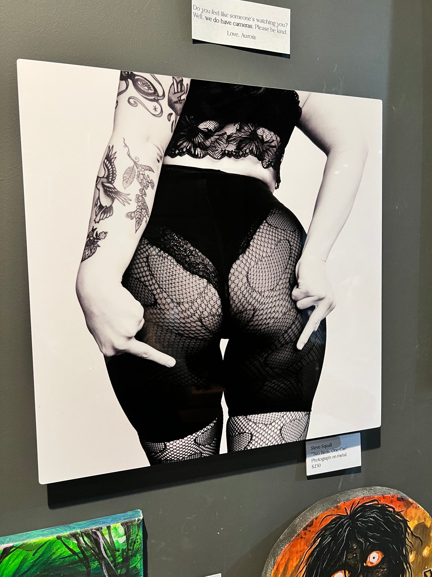 Steve Squall: Two Birds One Can photography print on aluminum metal