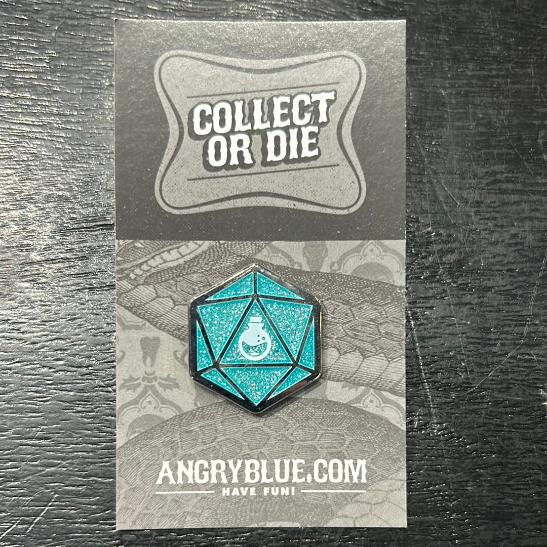 Angry Blue - D20 pin (Cleric/blue)