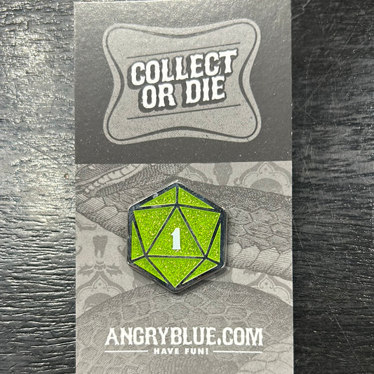 Angry Blue - D20 pin (green)