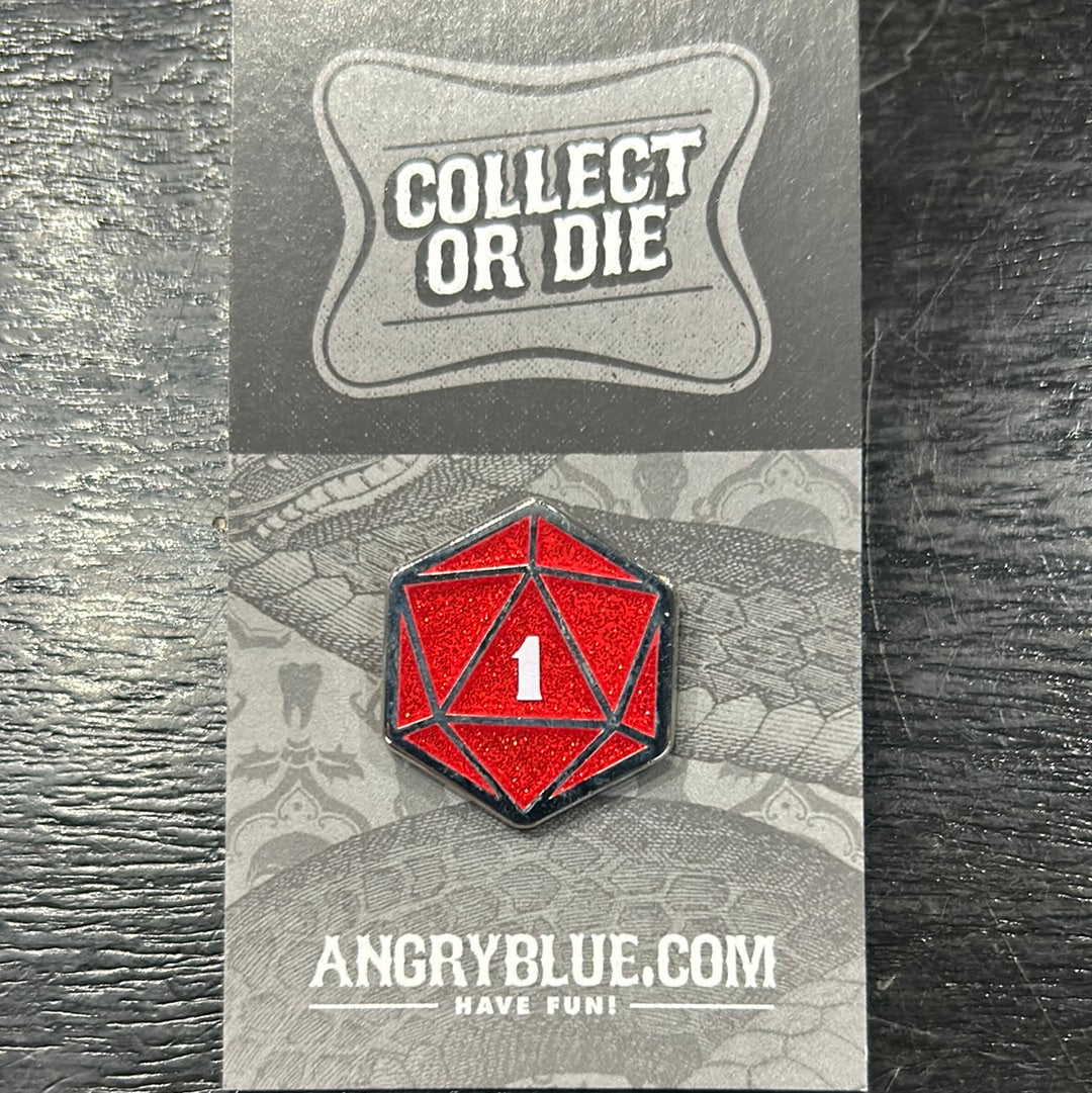 Angry Blue - D20 pin (red)