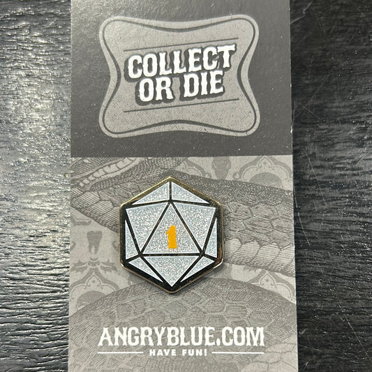 Angry Blue - D20 pin (pearl)