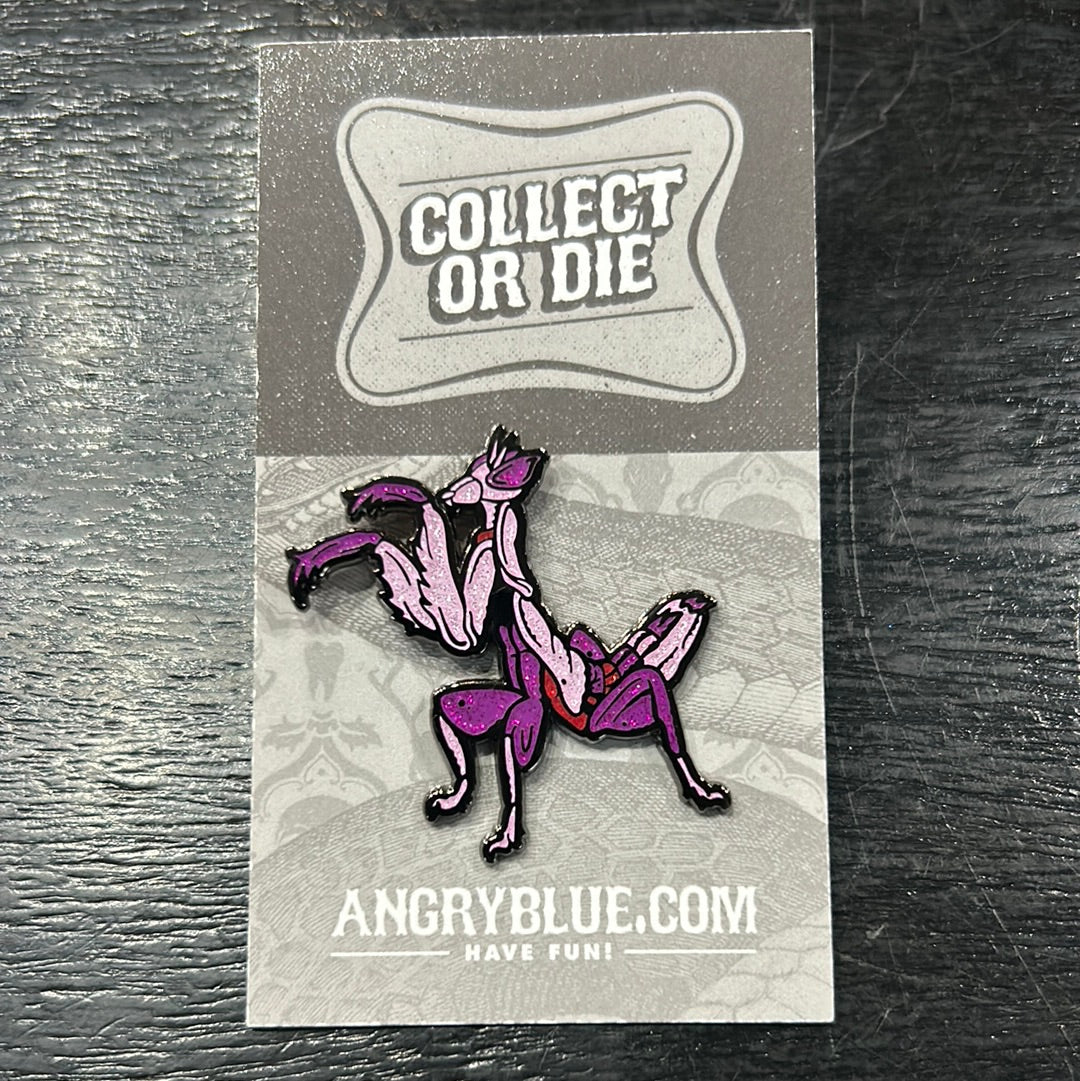AngryBlue - Orchid Mantis pin (purple)