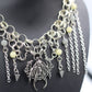 Hekas Creative: Moth Pendant Chainmail Necklace with Matte Treated 6mm Jade Beads