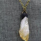 Hekas Creative: Citrine pendant, tigers eye 6mm beads, unbleached snake vertebrae