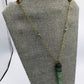 Hekas Creative: Green Fluorite point pendant with African turquoise 6mm beads and unbleached snake vertebrae