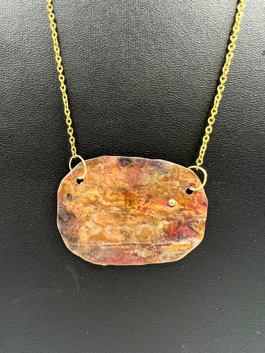 Sparkle Motion - Large copper oval necklace