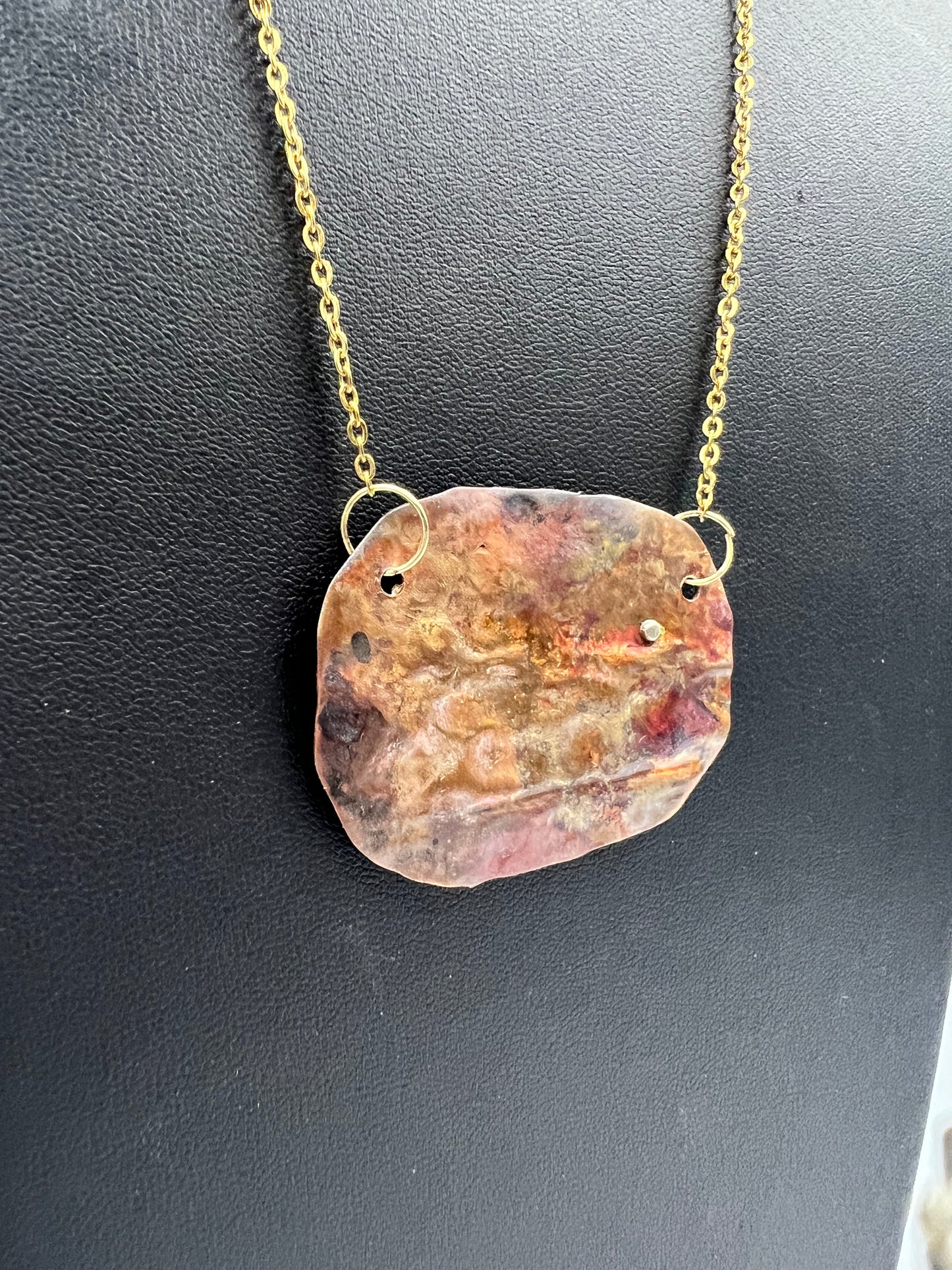 Sparkle Motion - Large copper oval necklace