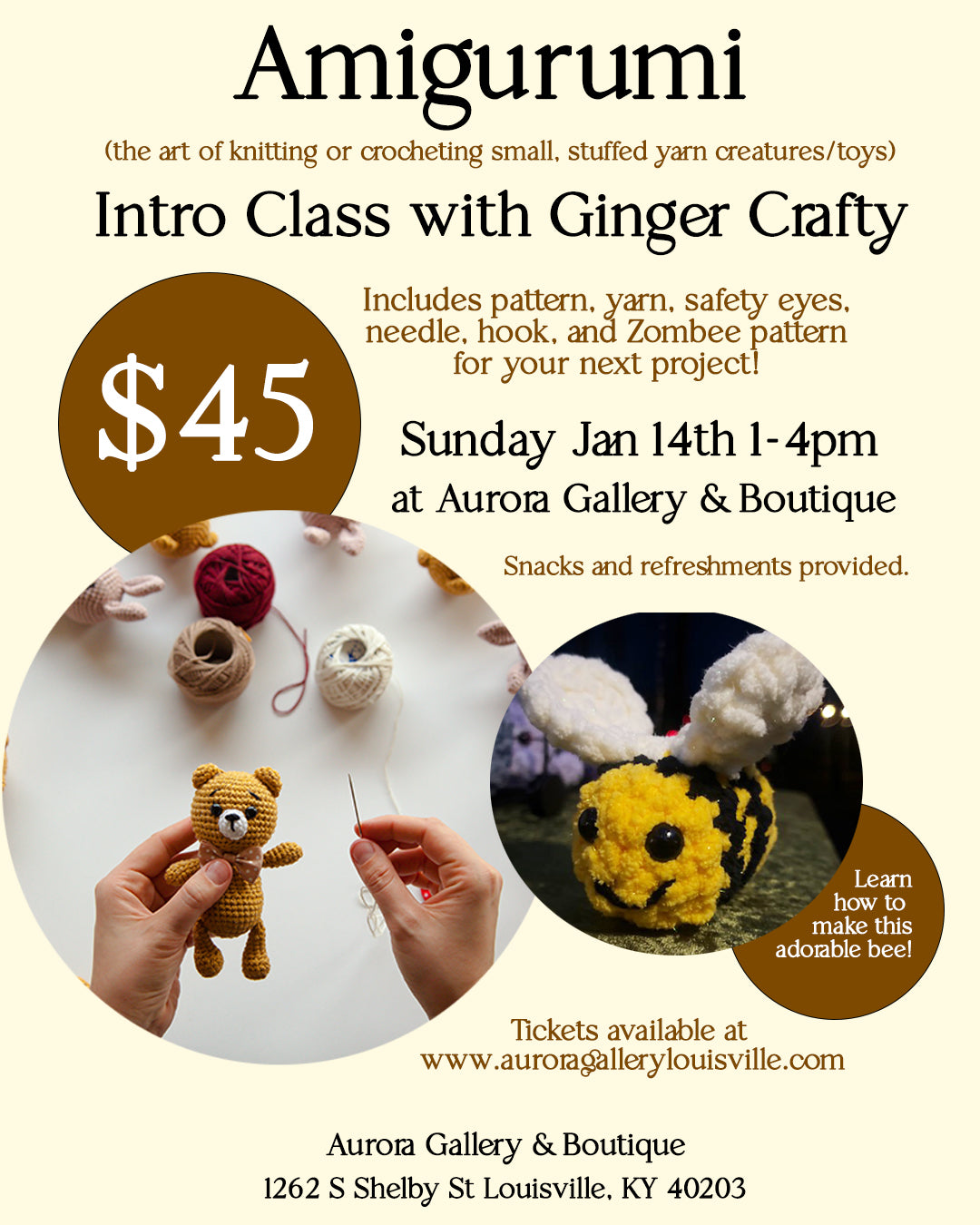 Intro to Amigurumi Class with Ginger Crafty