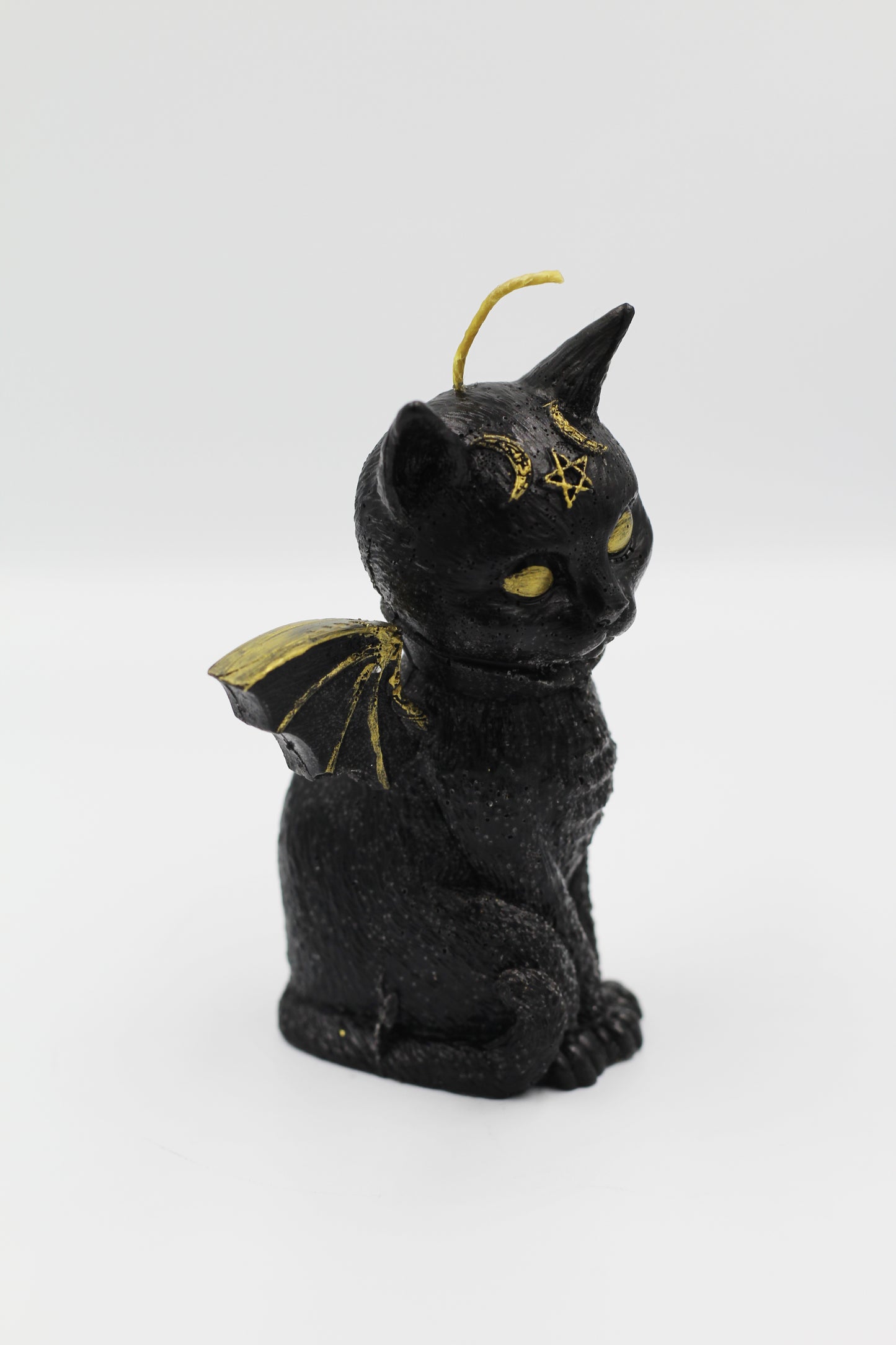 Hekas Creative - Winged Witch Kitty 100% Beeswax Hand Painted Candle