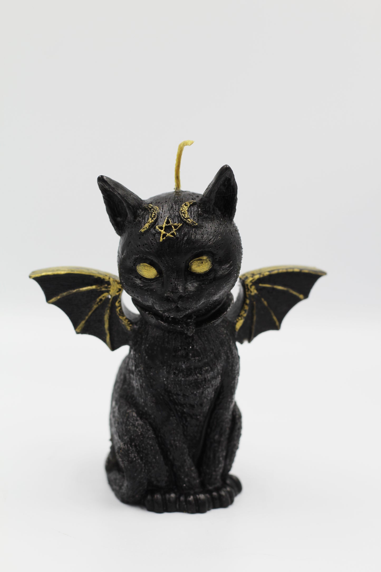 Hekas Creative - Winged Witch Kitty 100% Beeswax Hand Painted Candle