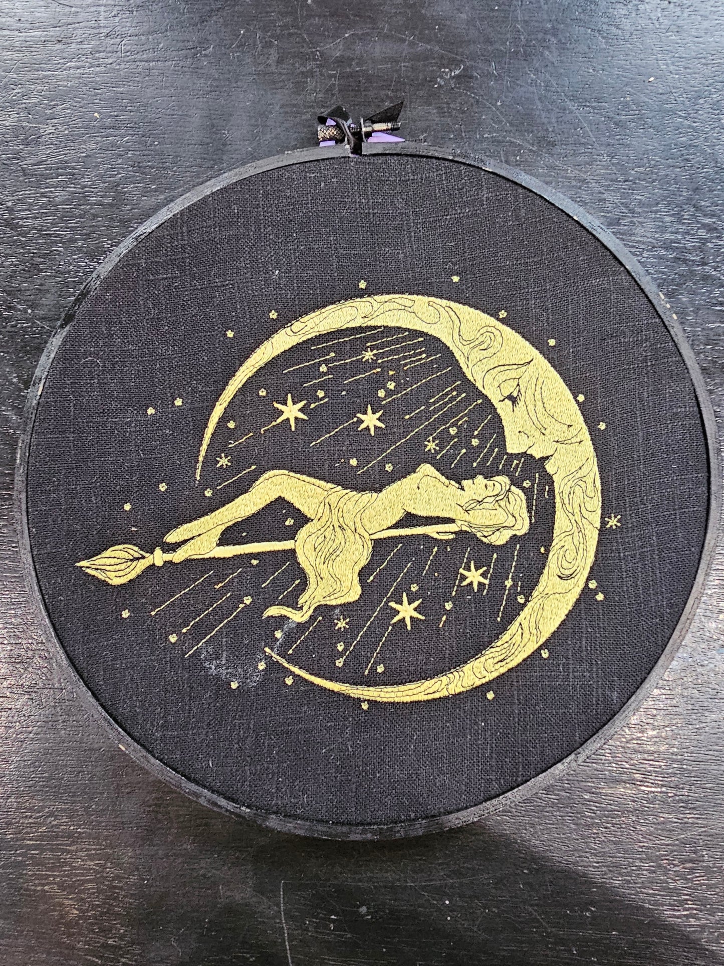 A Stitching Witch - Golden Goddess hoop