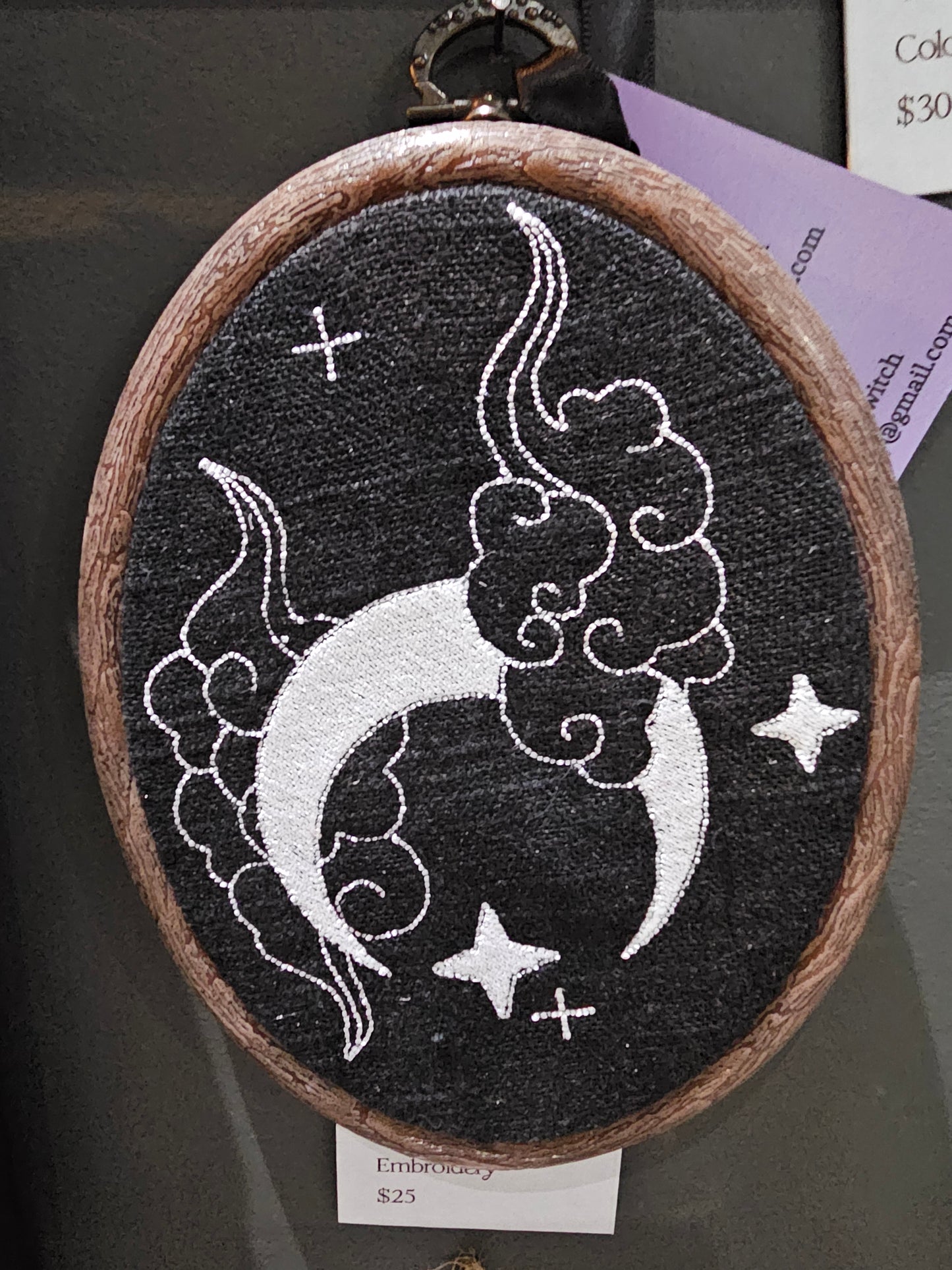 A Stitching Witch - Moon & Clouds hoop