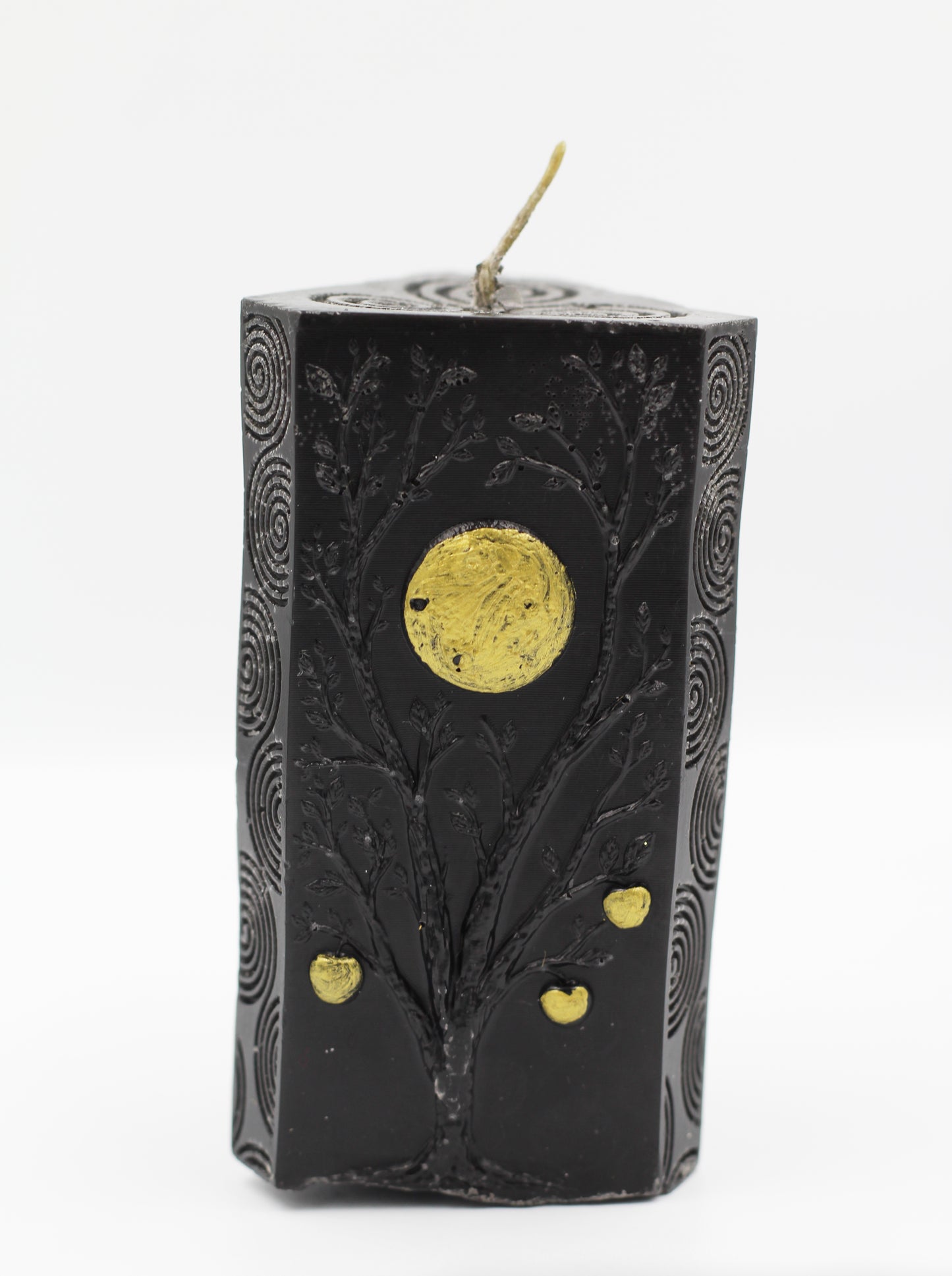 Hekas Creative - Triskelion Moon Phases 100% Beeswax Hand Painted Candle