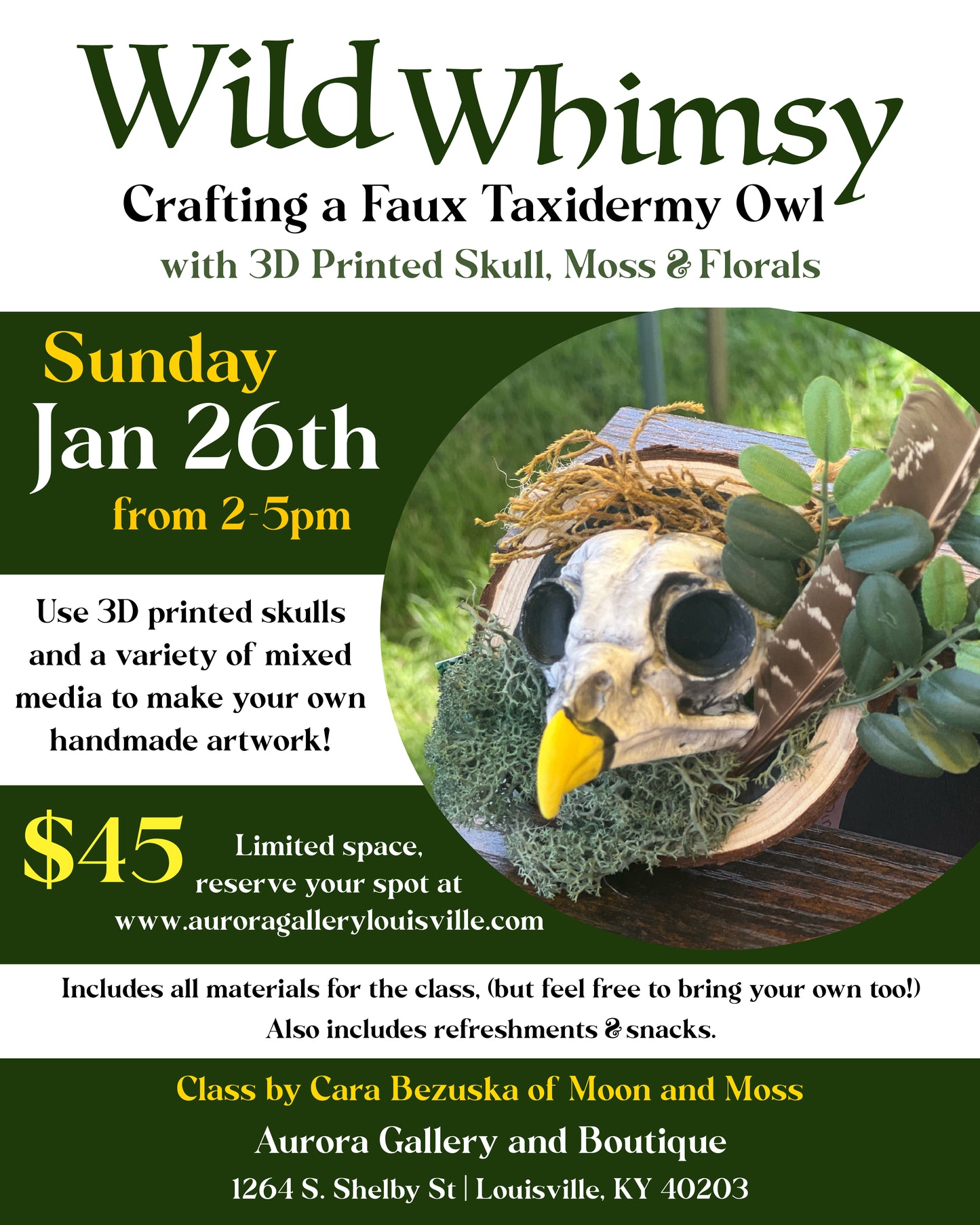 Wild Whimsy: Crafting a Faux Taxidermy Owl with Moss & Florals