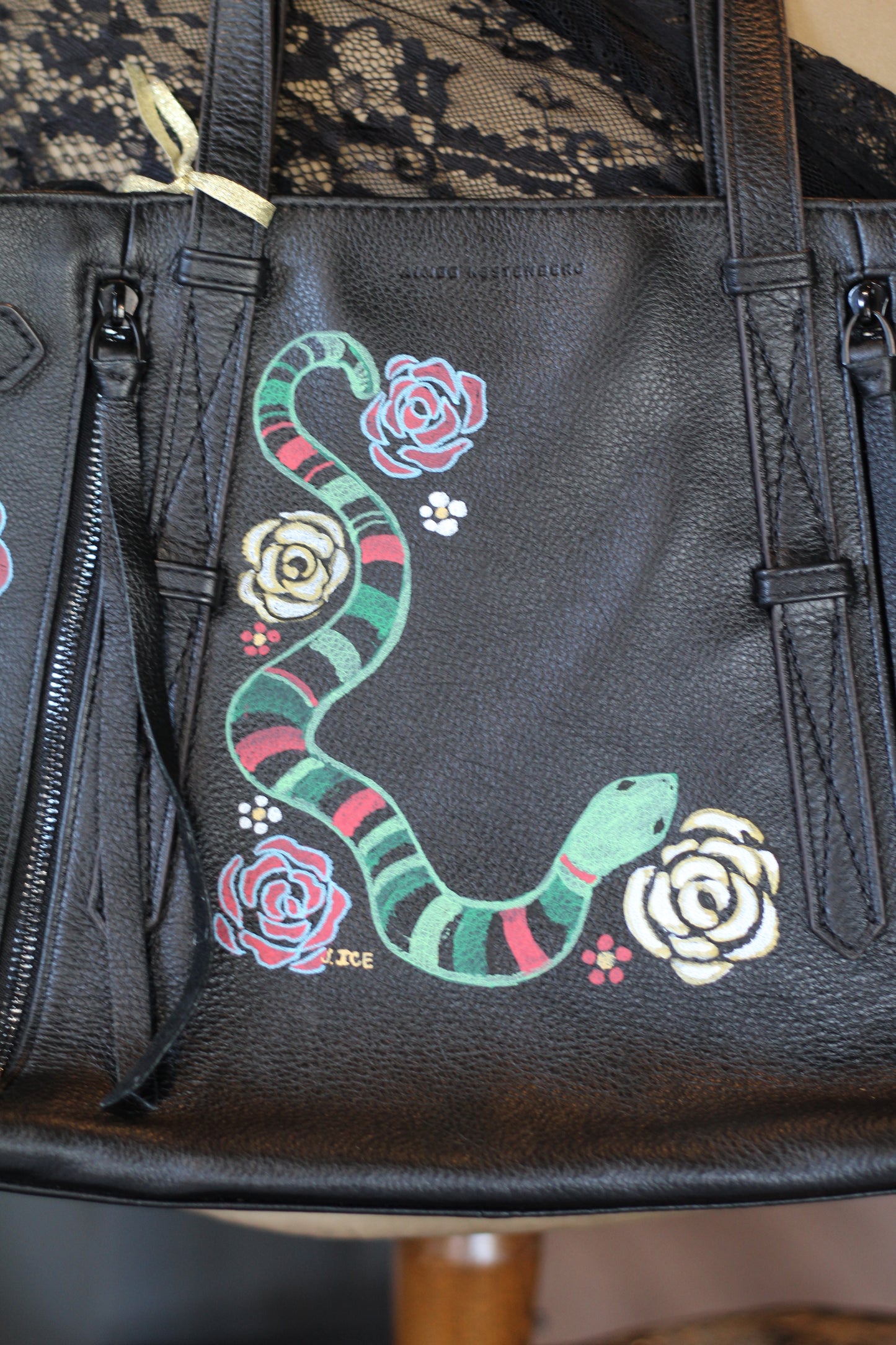 Ice Queen Alchemy - Black handbag with snake