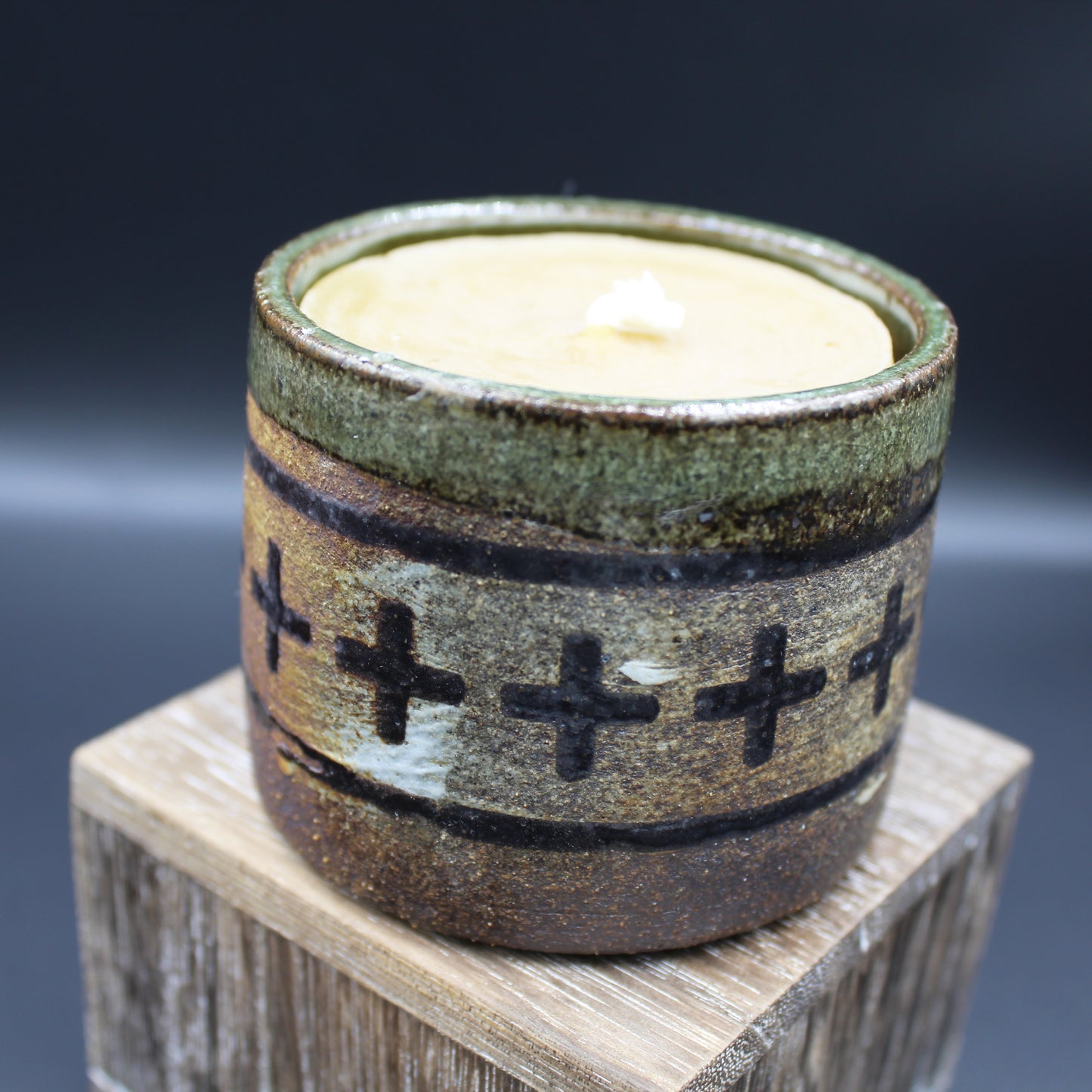 Sacred Wheel Pottery (Sid Enck) - Candles in reusable pot
