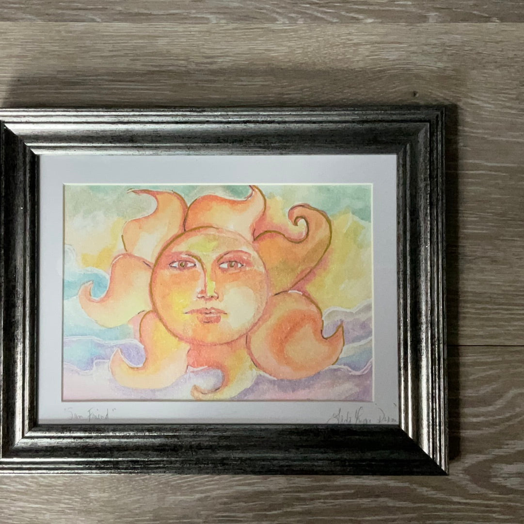 Jada Dixon “Sun Friend” framed watercolor