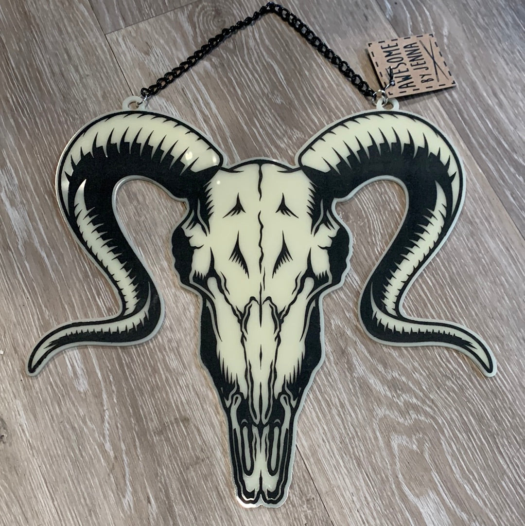 Awesome by Jenna - Large skull acrylic hanging
