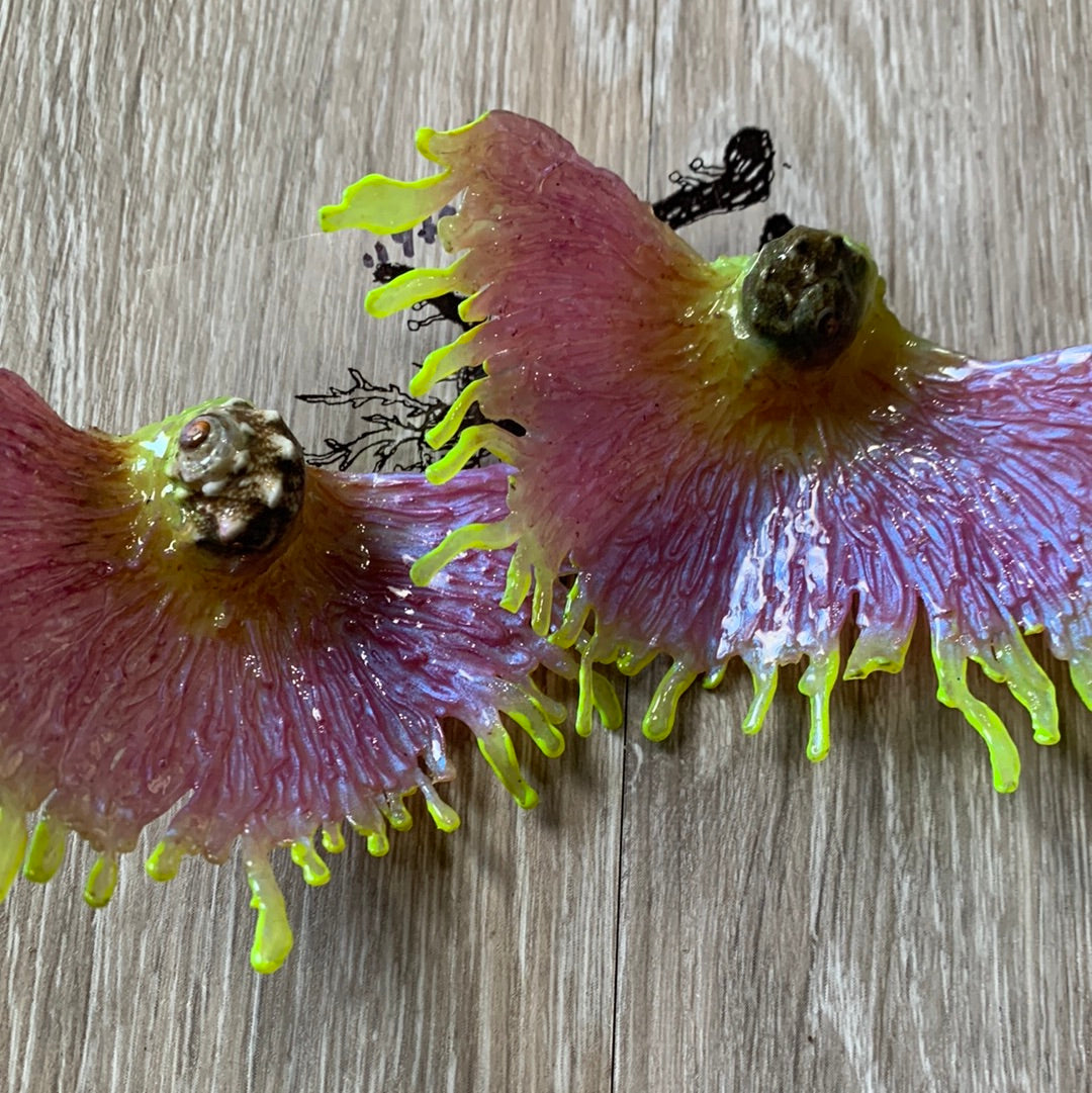 Edwin Ramirez - “Sea Moth” earrings violet/yellow